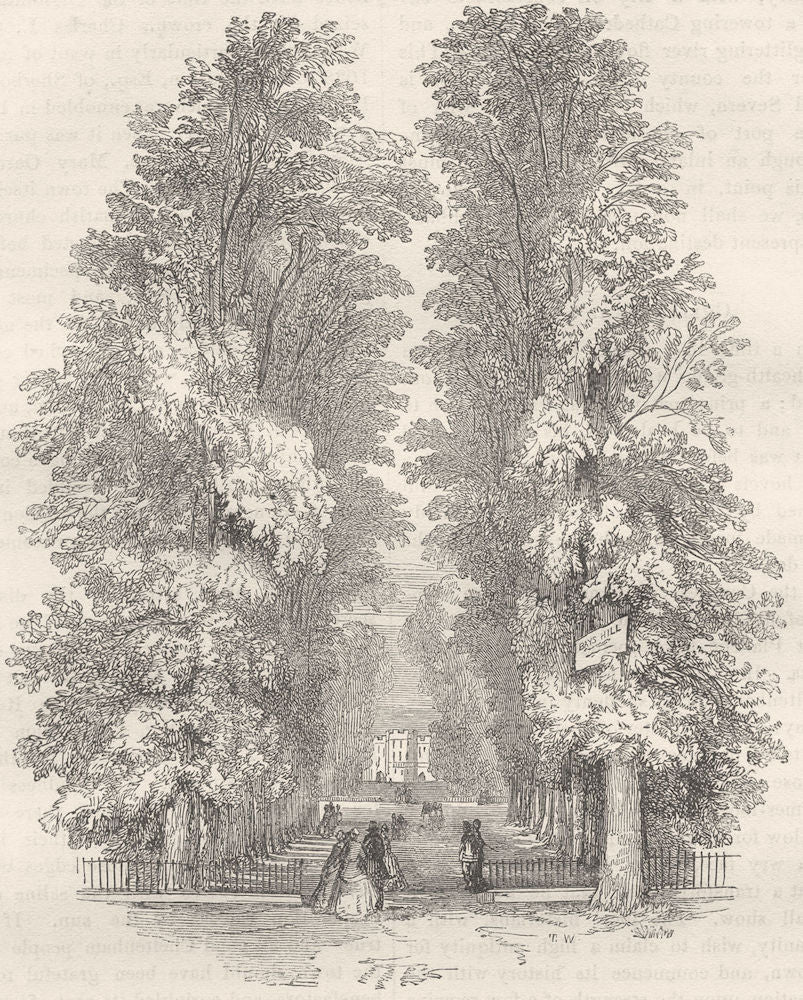 GLOUCESTERSHIRE. Old Well Walk, Cheltenham 1850 antique print picture
